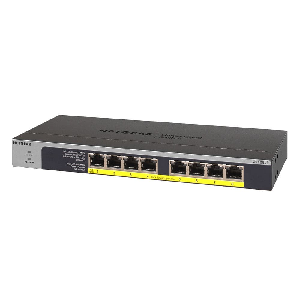 NETGEAR ProSAFE GS108LP Unmanaged Gigabit Ethernet 8 Ports Network Switch - Black - Image 3