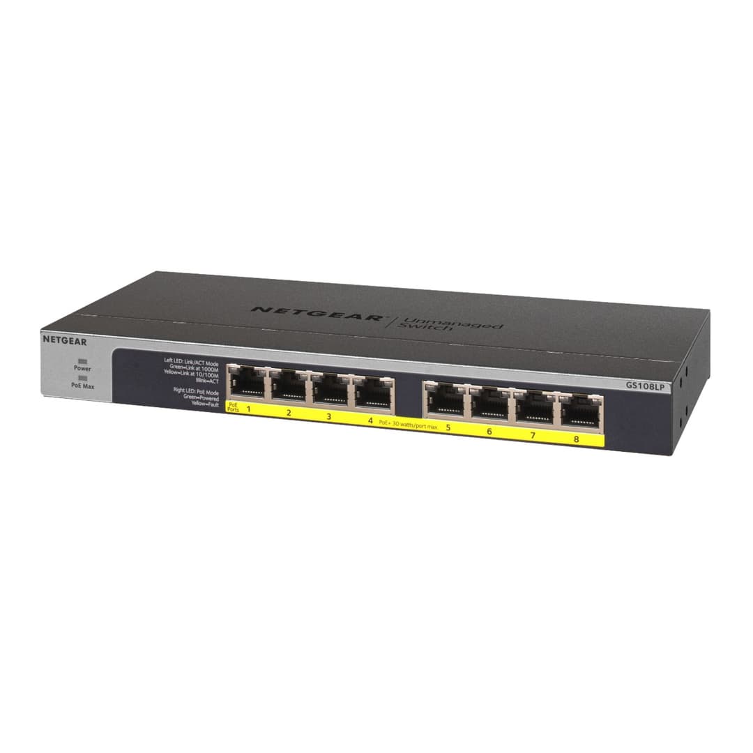 NETGEAR ProSAFE GS108LP Unmanaged Gigabit Ethernet 8 Ports Network Switch - Black - Image 7