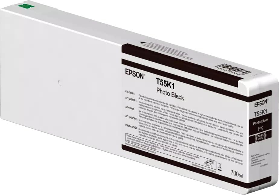 Epson T55K1 UltraChrome HDX/HD 700ml Ink Cartridge for SureColor SC-P6000/P7000/P8000/P9000 - Photo Black - Image 1