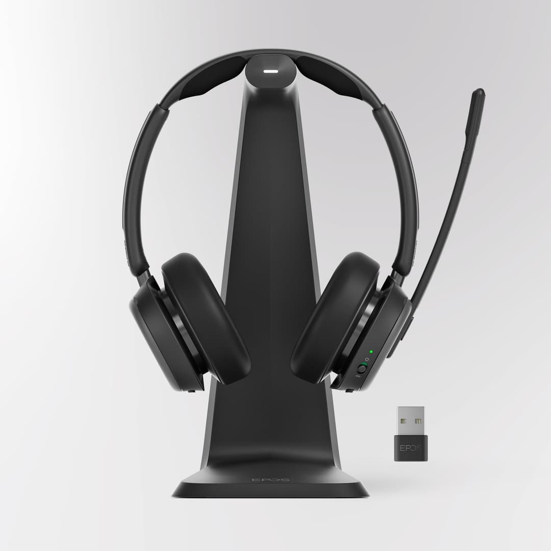 EPOS IMPACT 1000 MS UC ANC Wireless Headset with Charging Stand & USB-C + USB-A Wireless Adapter for PC & Mac – Bluetooth On-Ear Headphones with AI Noise-Canceling Mic - Image 1