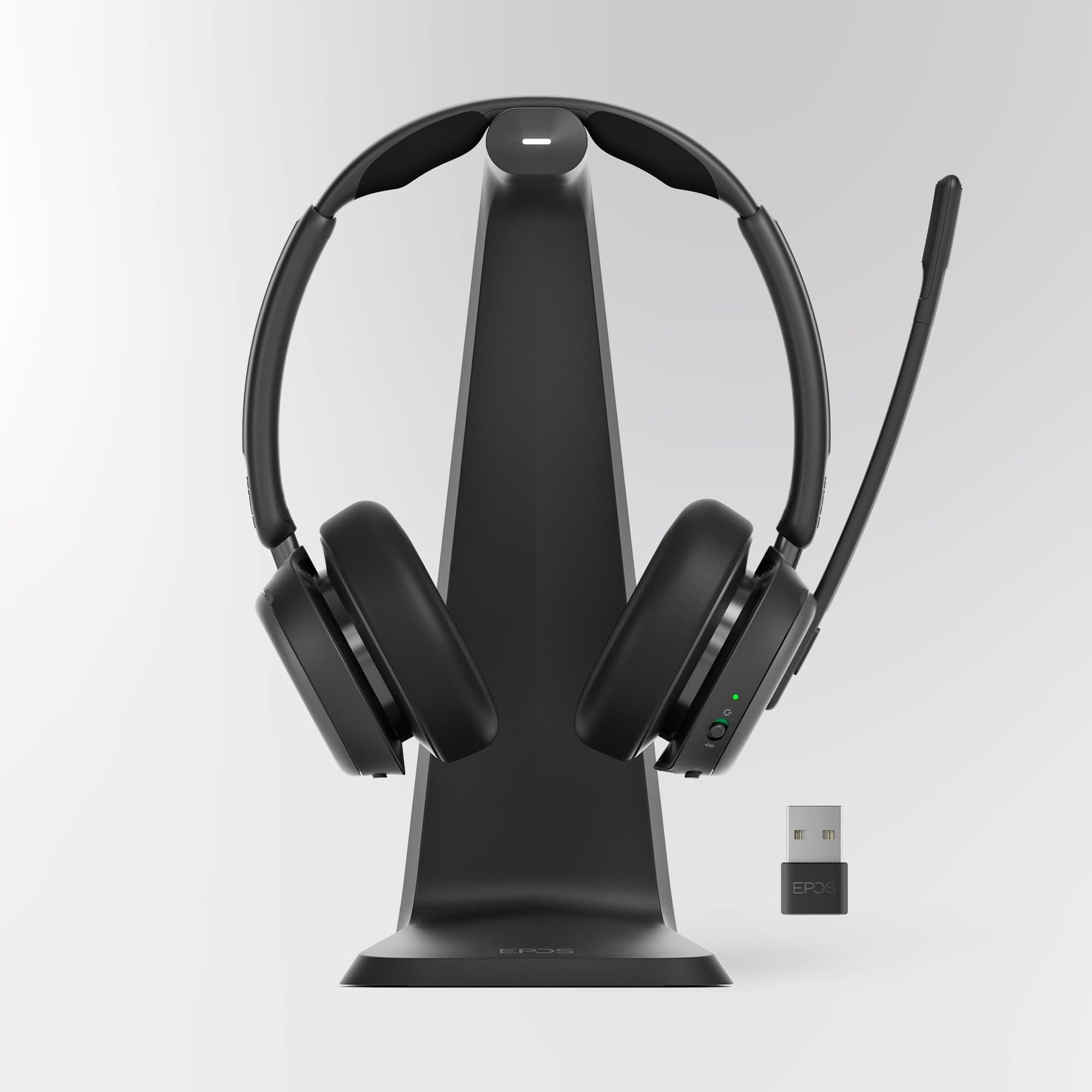 EPOS IMPACT 1000 MS UC ANC Wireless Headset with Charging Stand & USB-C + USB-A Wireless Adapter for PC & Mac – Bluetooth On-Ear Headphones with AI Noise-Canceling Mic