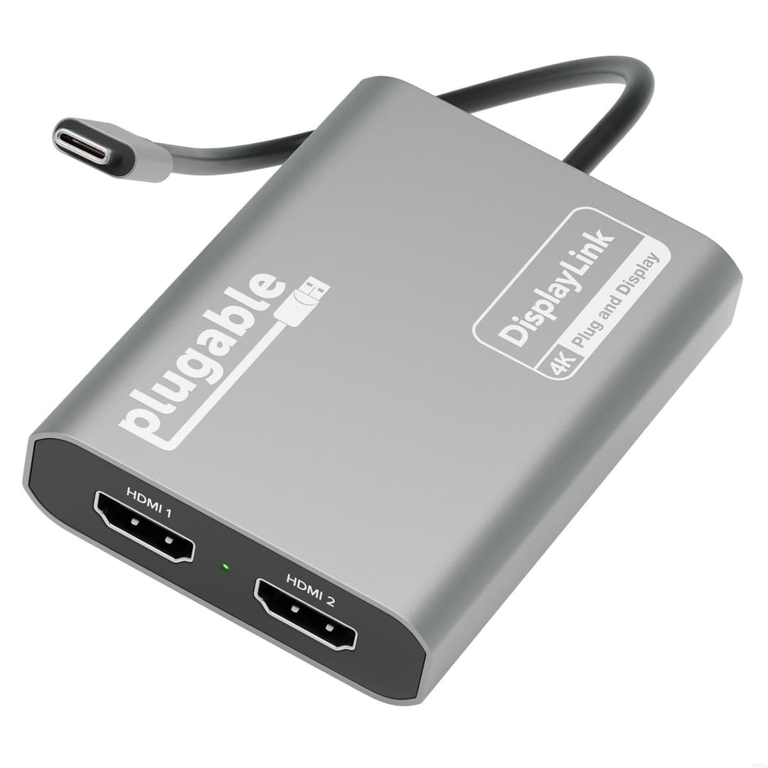 Plugable Technologies USB C to HDMI Adapter, Dual Monitor 4K 60Hz for Apple Mac M1/M2/M3, DisplayLink Multiple Displays for Thunderbolt Macbook or iMac, Driver Required (USBC-6950M) - Image 1