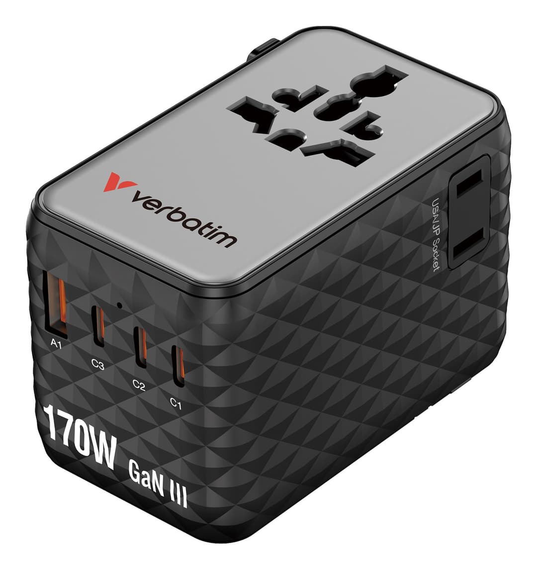 Verbatim Charge 'n' Travel 170W Universal Travel Adapter Black - Image 1