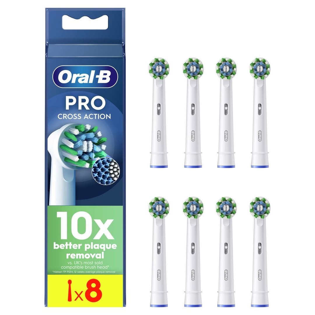 Oral-B CrossAction Toothbrush Heads 8 Pack White - Image 1