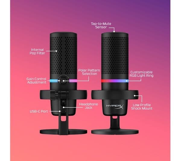 HyperX DuoCast RGB USB Condenser Gaming Microphone - Black - Image 3