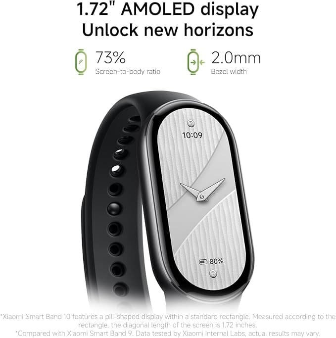 Xiaomi Smart Band 10 Fitness Tracker, 1.72" AMOLED, 21-Day Battery, 5ATM - Silver - Image 3