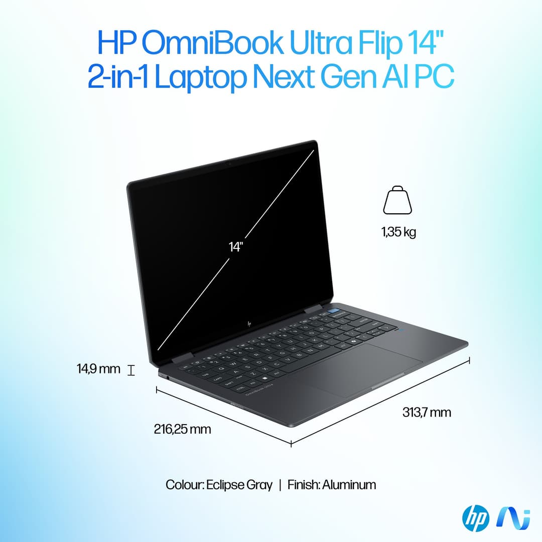HP OmniBook Ultra Flip 14-fh0006na Intel® Core Ultra 7 256V 16GB RAM 1TB SSD 14" OLED Touchscreen 3K 120Hz Windows 11 Home 2-in-1 Copilot+ Laptop - Image 8