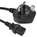 1m UK Plug to C13 Mains Lead - Black thumbnail 1
