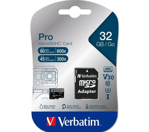 Verbatim Pro Class 10 U3 V30 microSDHC Memory Card with SD Adapter - 32GB - Image 5