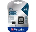 Verbatim Pro Class 10 U3 V30 microSDHC Memory Card with SD Adapter - 32GB thumbnail 5