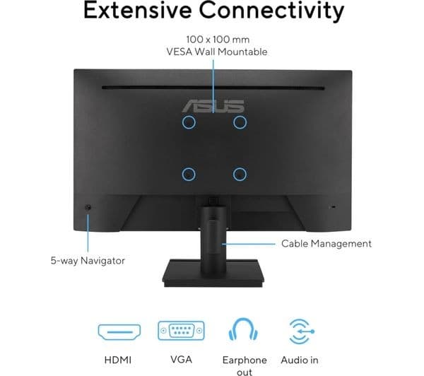 ASUS VA249HG Full HD 24" IPS LCD 120Hz Monitor - Black - Image 2