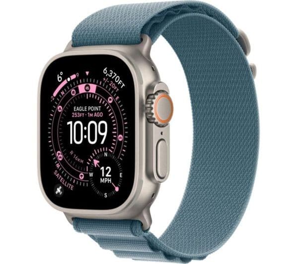 Apple Watch Ultra 3 GPS + Cellular 49mm Natural Titanium Case with Light Blue Alpine Loop - Small - Image 1