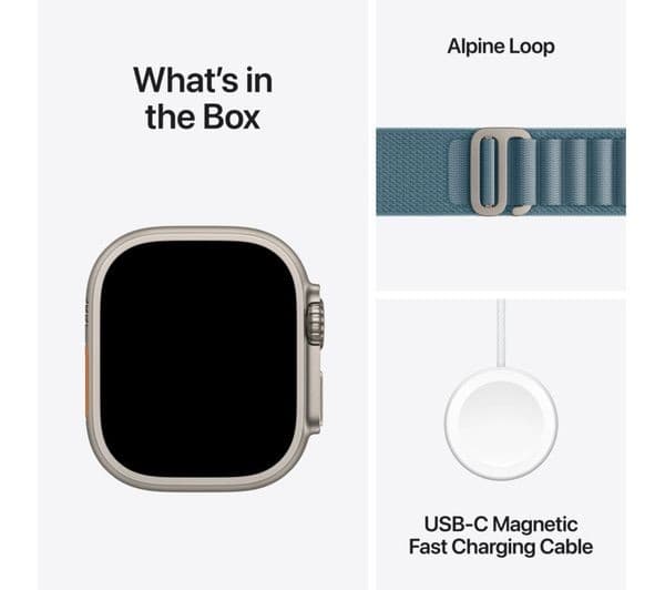 Apple Watch Ultra 3 GPS + Cellular 49mm Natural Titanium Case with Light Blue Alpine Loop - Small - Image 9
