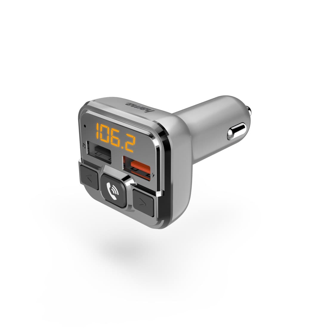 Hama Bluetooth Car FM Transmitter with Hands-Free, USB and microSD, 87.6-107.9 MHz, Cigarette Lighter Plug - Silver