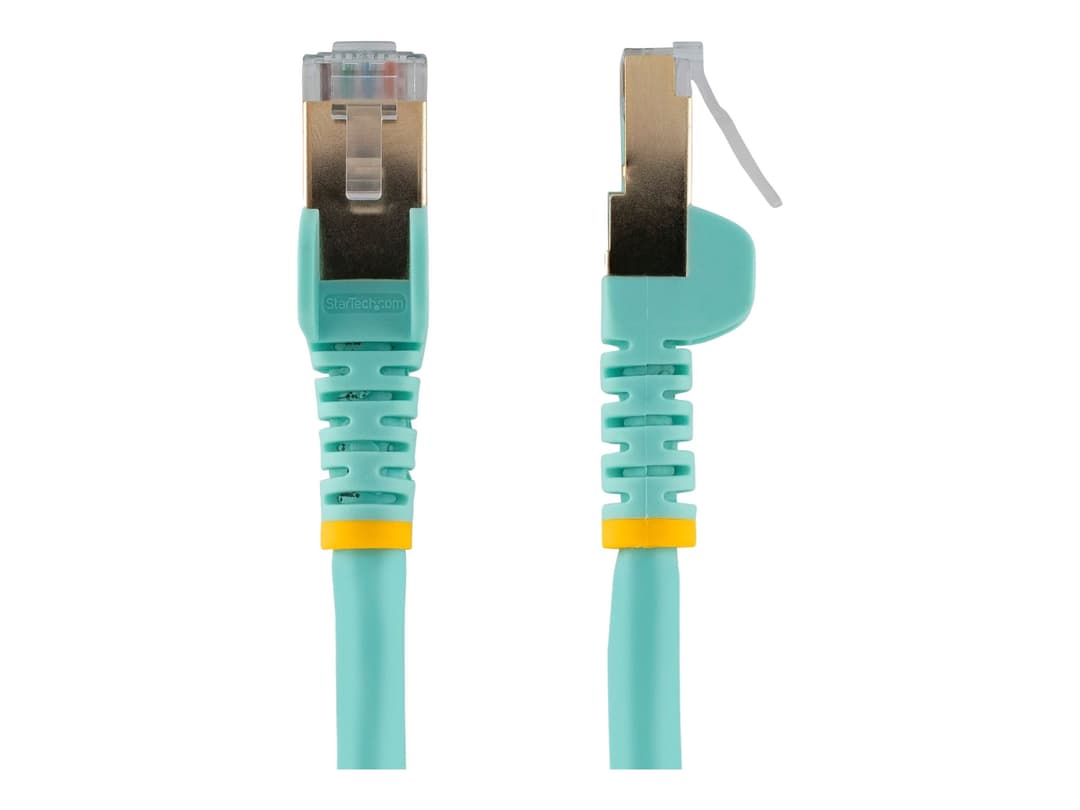 StarTech CAT6A Shielded Ethernet Cable 2m Aqua Snagless RJ45 STP 100W PoE (6ASPAT2MAQ) - Image 1
