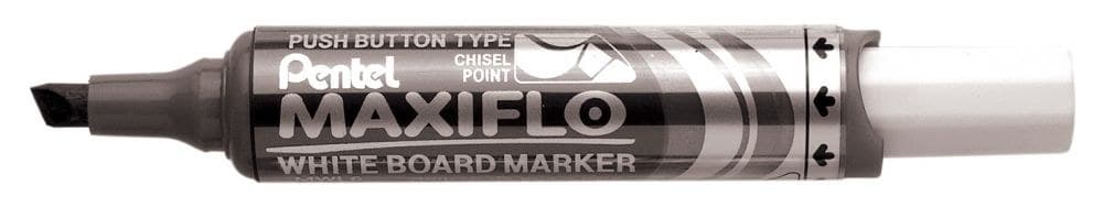 Pentel Maxiflo 12 Pack Black Whiteboard Marker Chisel Tip 1.5-6.2mm Line