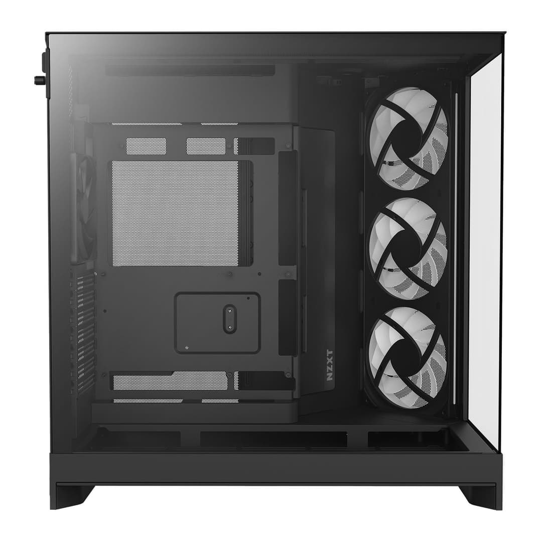 NZXT H9 Flow (2025) Tempered Glass Dual Chamber Mid Tower PC Case - Black - Image 3