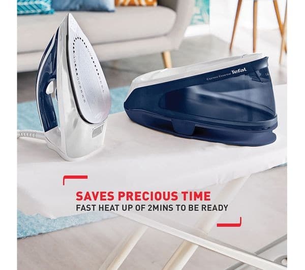 TEFAL Express Essential SV6116 Steam Generator Iron - White & Blue - Image 5
