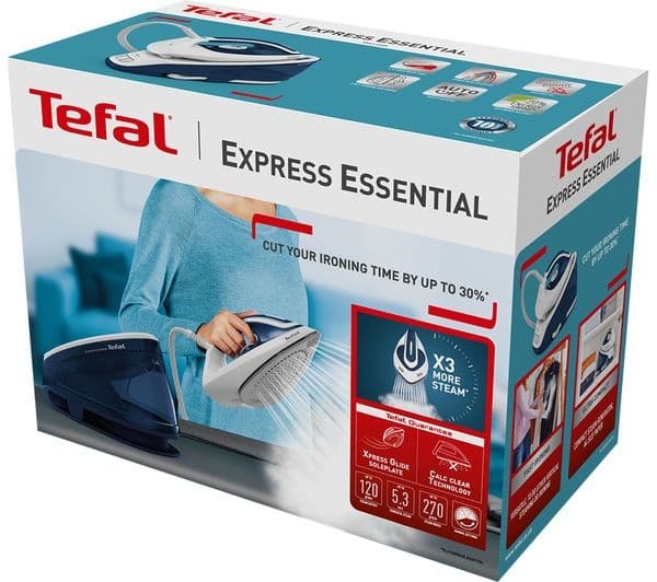 TEFAL Express Essential SV6116 Steam Generator Iron - White & Blue - Image 9