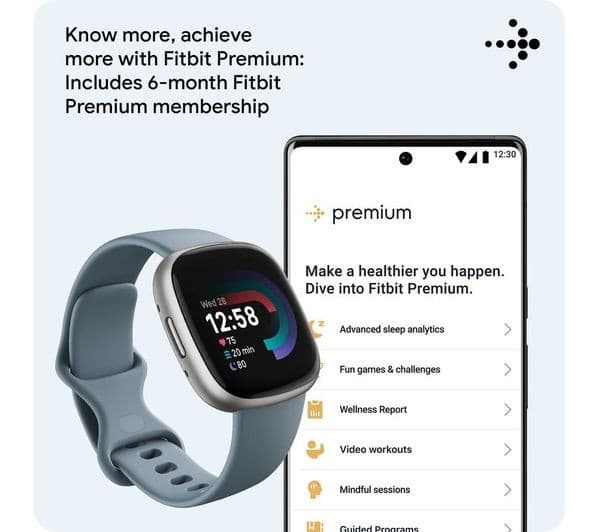 Fitbit Versa 4 Smartwatch Waterfall Blue - Image 2