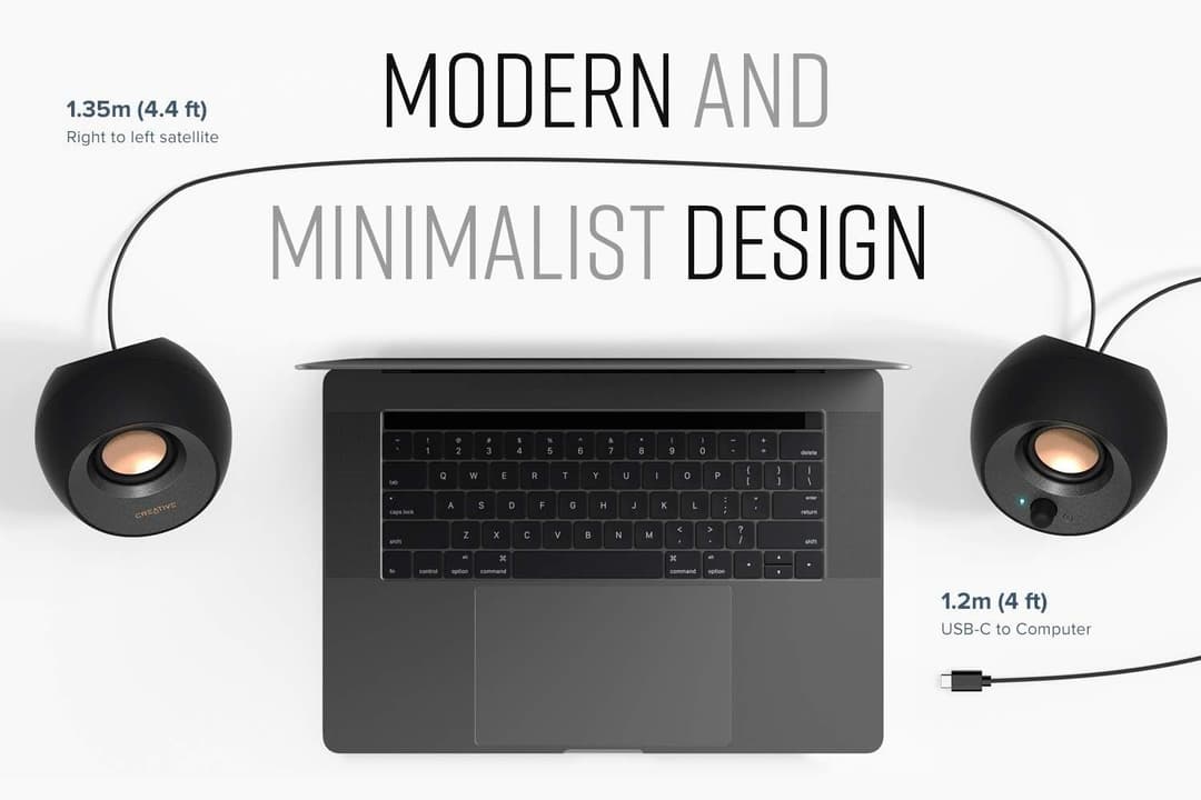 Creative Pebble V3 2.0 USB-C Desktop Speakers with Bluetooth 5.0 - Black - Image 3