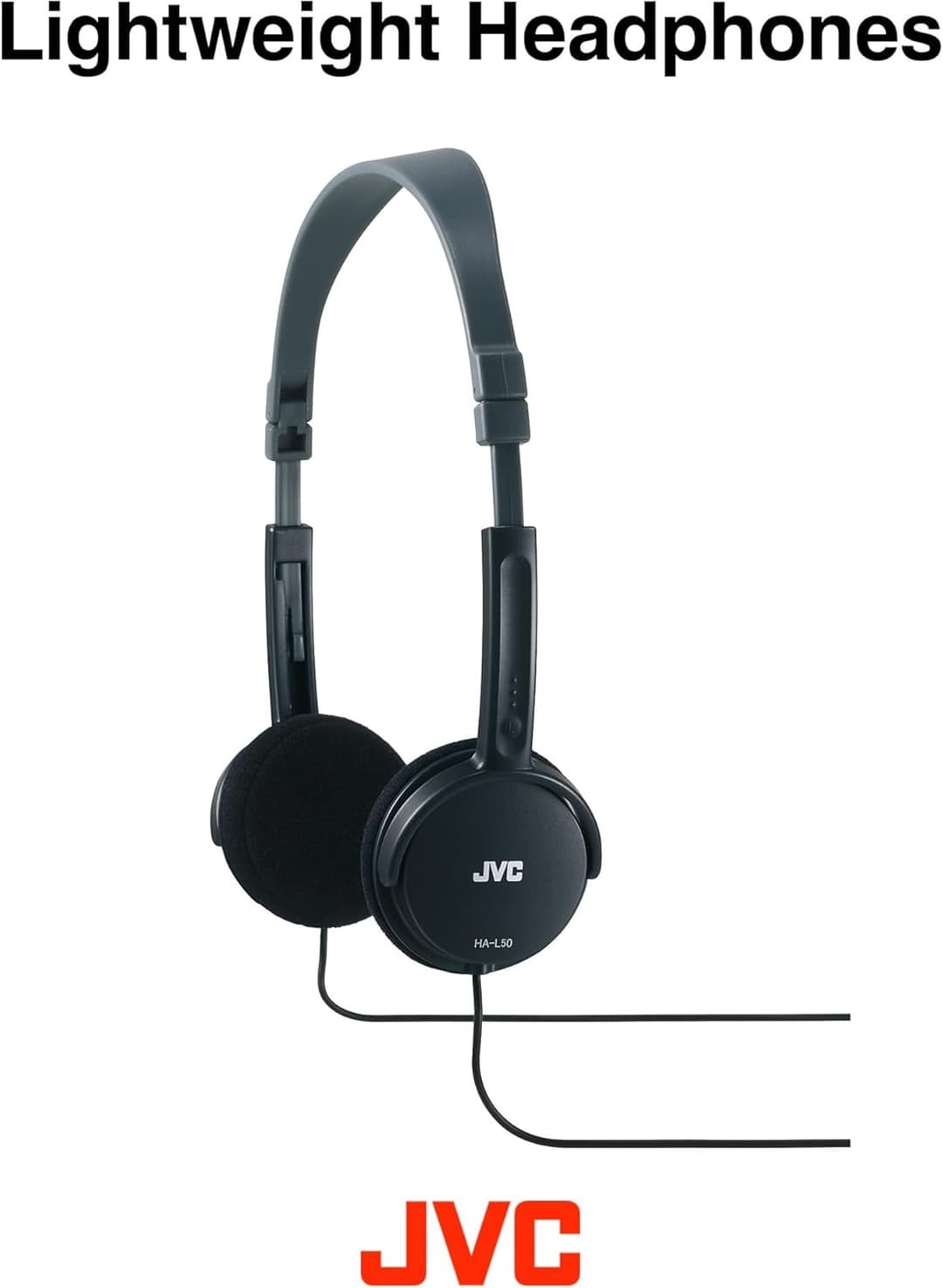 JVC HA-L50 Lightweight Foldable On-Ear Headphones 30mm - Black - Image 1