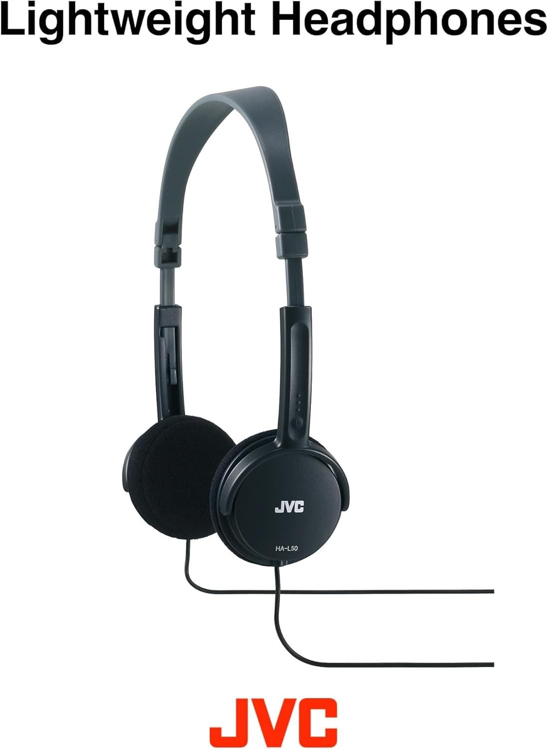 JVC HA-L50 Lightweight Foldable On-Ear Headphones 30mm - Black