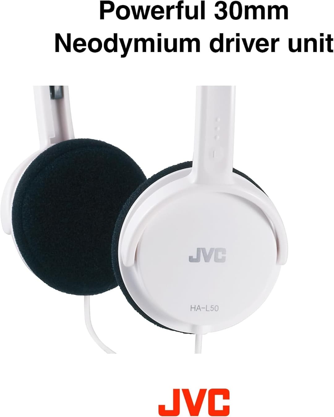 JVC HA-L50 Lightweight Foldable On-Ear Headphones 30mm - Black - Image 4