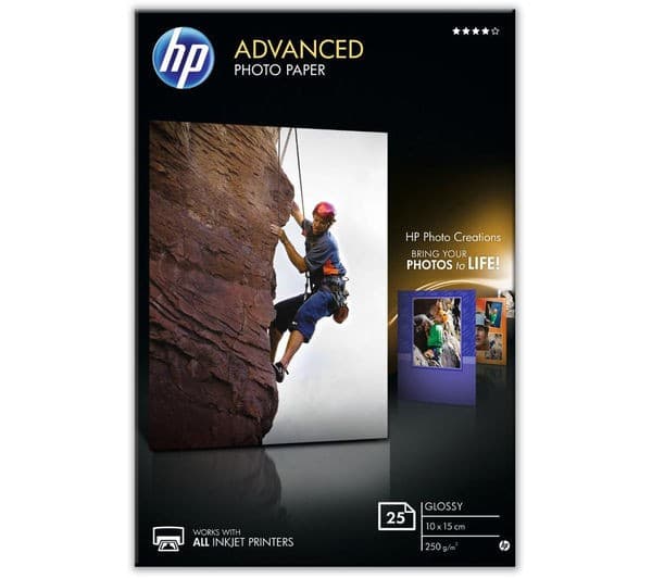 HP 100 x 150 mm Advanced Glossy Photo Paper - 25 Sheets - Image 1