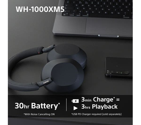 Sony WH-1000XM5 Wireless Noise-Cancelling Over-Ear Headphones - Midnight Blue - Image 6