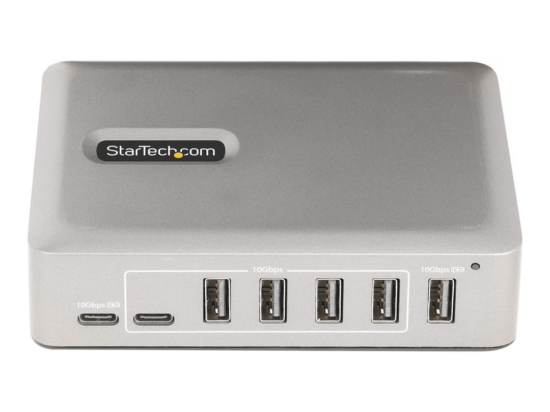 StarTech.com 7-Port USB-C Hub, 5x USB-A + 2x USB-C, Self-Powered w/ 65W Power Supply, USB 3.1 10Gbps Hub w/ BC1.2 Charging, Desktop/Laptop USB Hub with 3ft Locking USB-IF Certified Cable - USB Expansion Hub (10G5A2CS-USB-C-HUB) - hub - 7 ports - Image 1