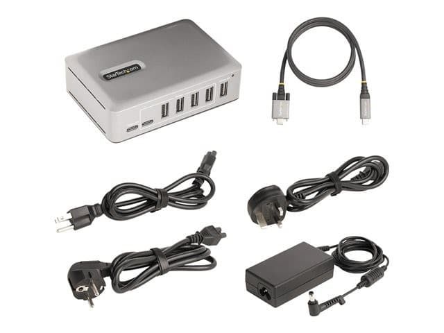 StarTech.com 7-Port USB-C Hub, 5x USB-A + 2x USB-C, Self-Powered w/ 65W Power Supply, USB 3.1 10Gbps Hub w/ BC1.2 Charging, Desktop/Laptop USB Hub with 3ft Locking USB-IF Certified Cable - USB Expansion Hub (10G5A2CS-USB-C-HUB) - hub - 7 ports - Image 6