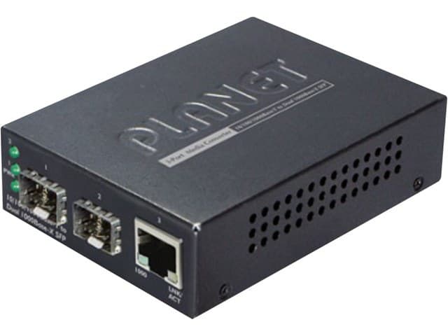 PLANET GT-1205A 1-Port 10/100/1000Base-T - 2-Port 1000FX (SFP) Switch Media Converter