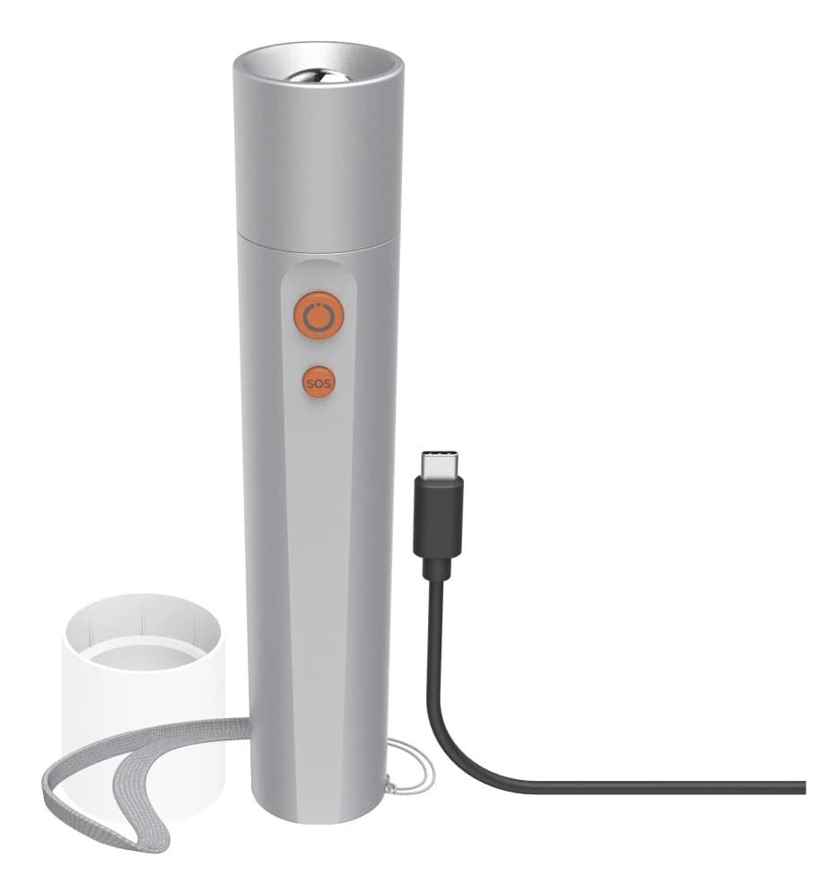 Hama FL350-C Rechargeable LED Torch, 350 lm, Aluminium, Silver - Image 1