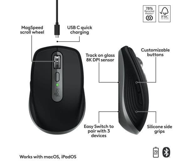 Logitech MX Anywhere 3S Wireless Mouse Space Grey - Image 7