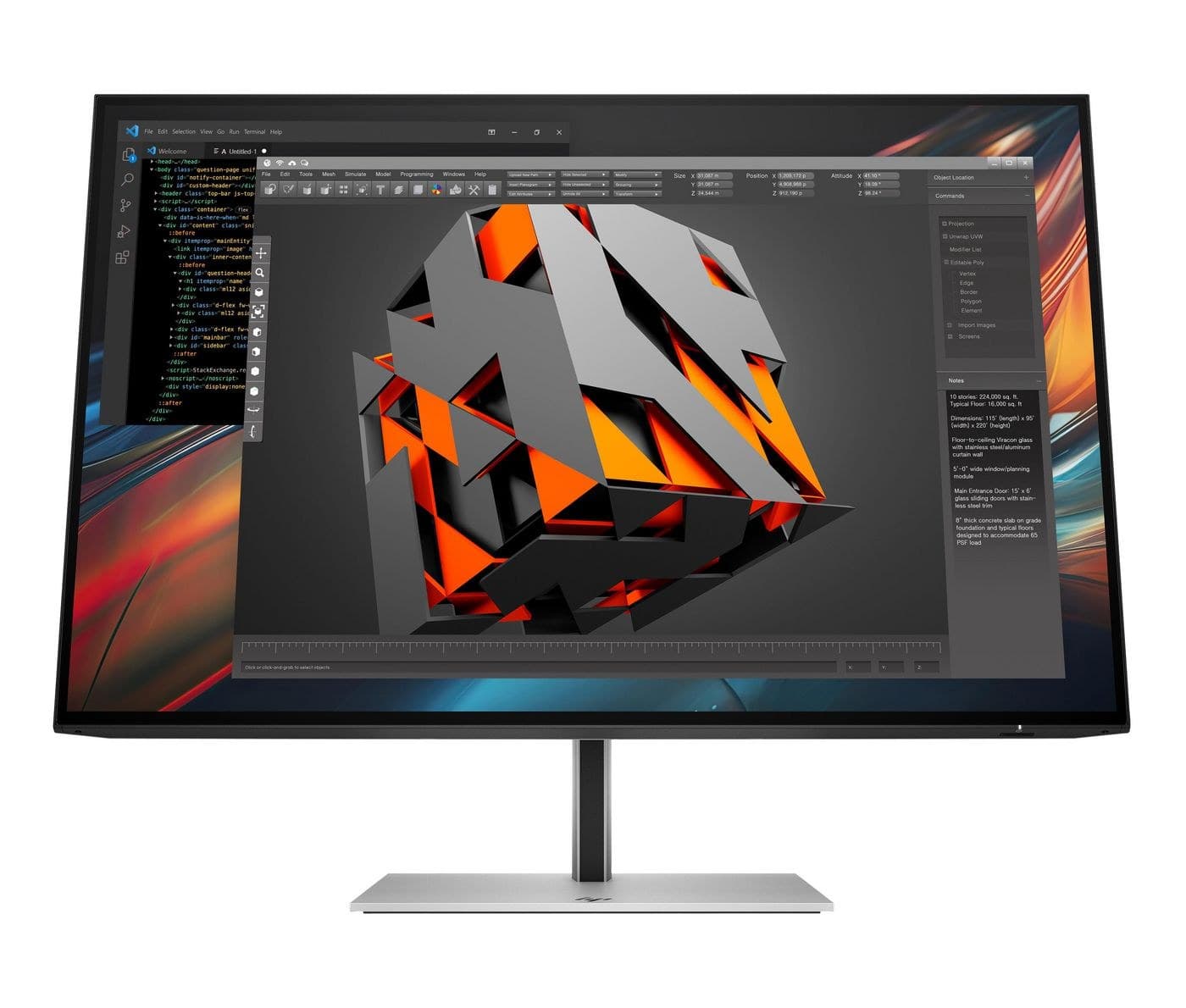 HP Series 7 Pro 724pn 24" WUXGA Monitor, 1920 x 1200, Black/Silver