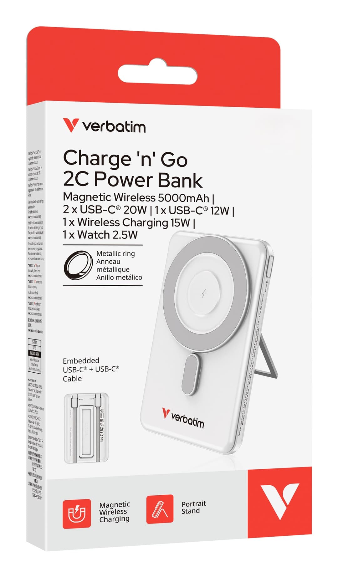 Verbatim Charge'n'Go 2C Power Bank 5000 mAh Silver - Image 4