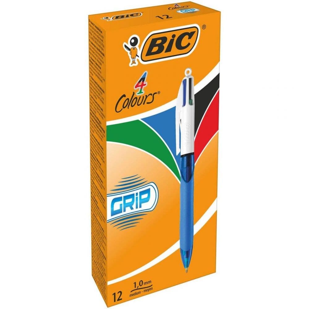 Bic Pack of 12 Assorted Colour Comfort Grip Ballpoint Pen 1mm Tip