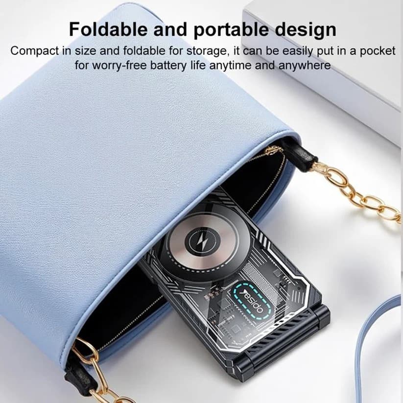 Yesido DS25 3-in-1 Foldable Magnetic Wireless Charging Station 15W – Black - Image 3