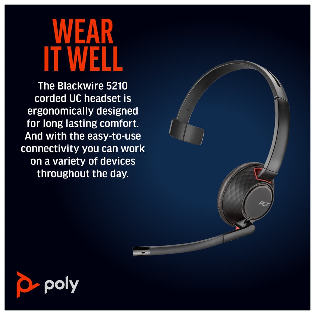 Poly Blackwire 5210 Monaural USB-C USB-A 3.5mm Wired Headset - Image 6
