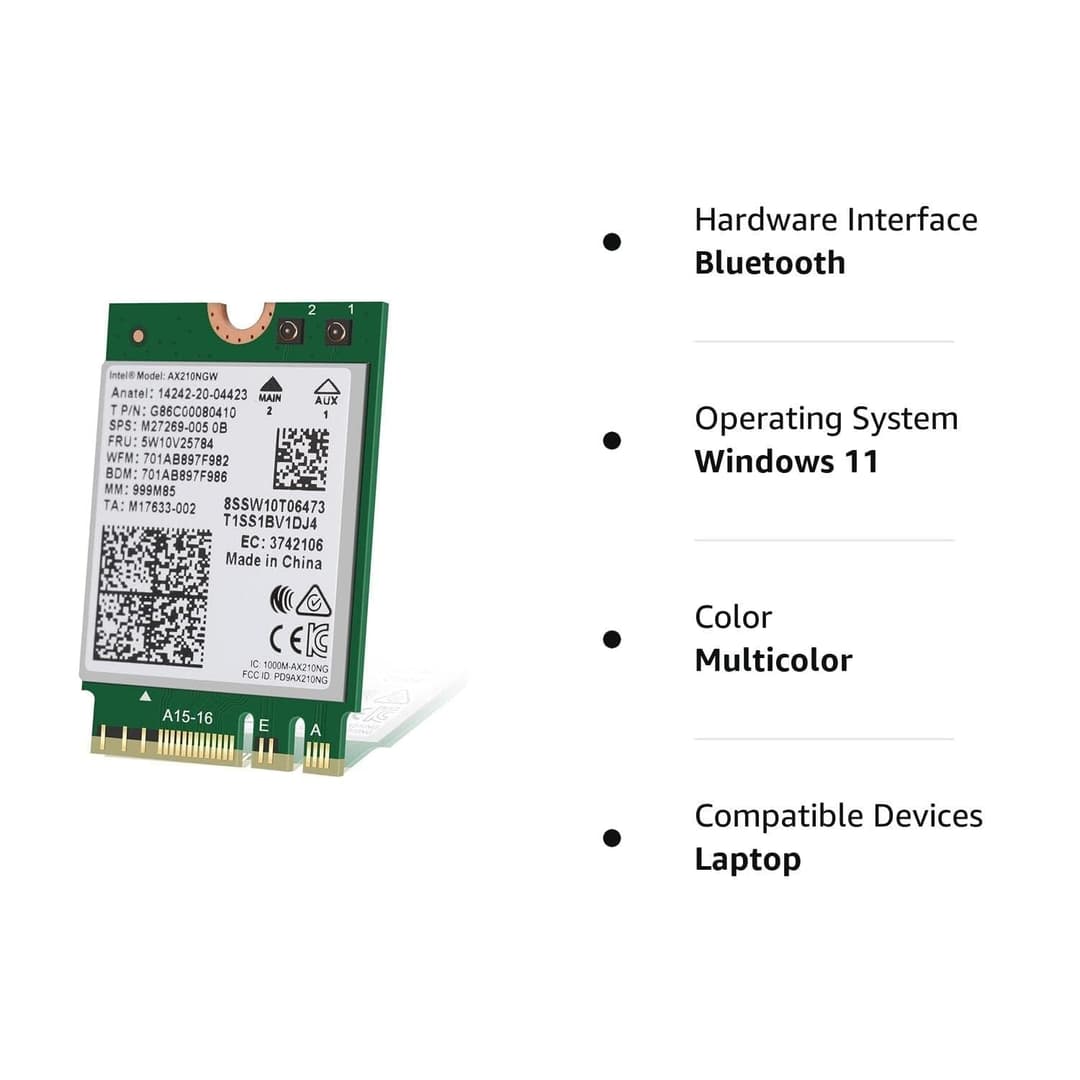 Intel WiFi 6E AX210 (Gig+) Wireless Network Adapter No vPro, Bluetooth 5.2 AX210.NGWG Wi-Fi 6E - Gold - Image 3