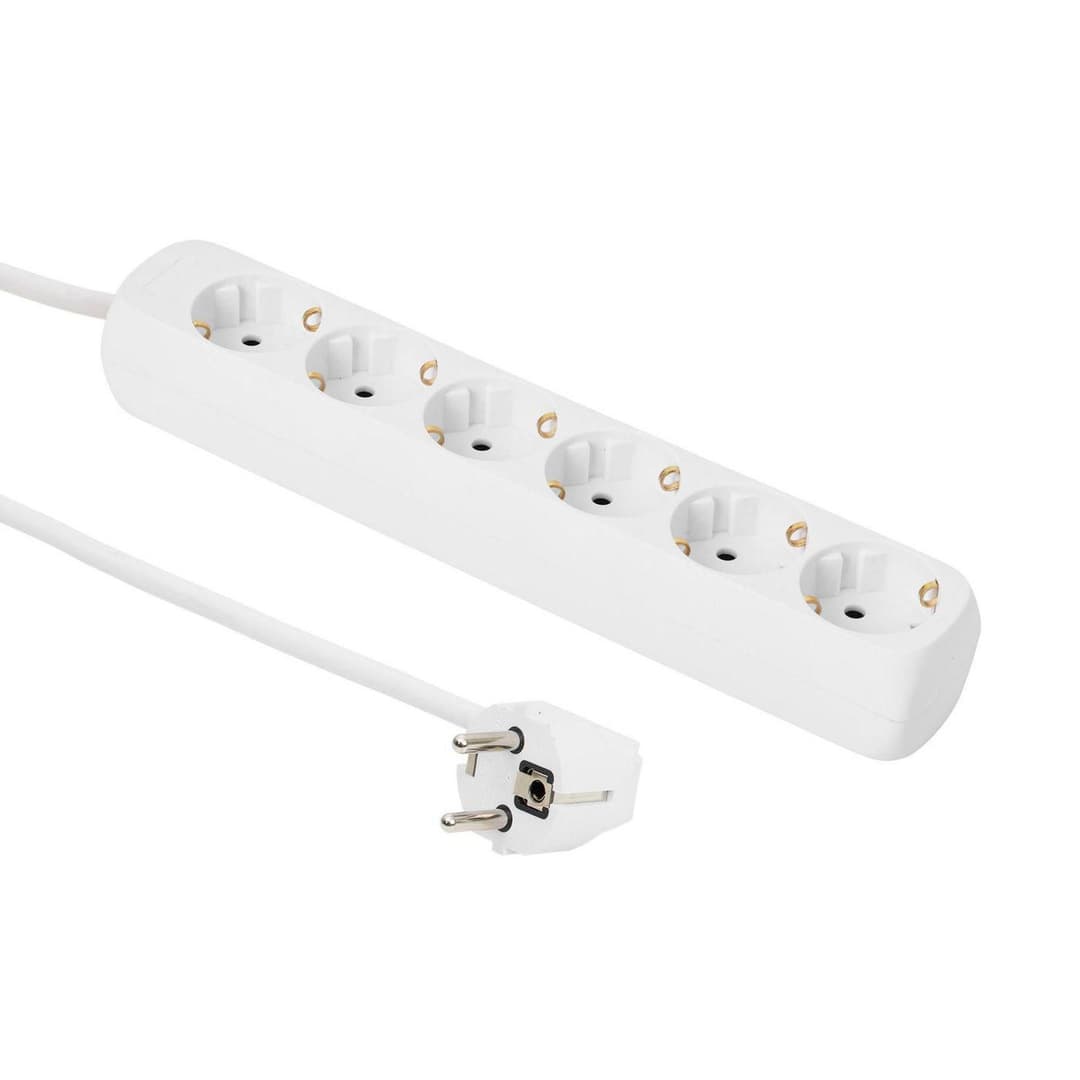 6-way Schuko Socket 3M White - Image 1