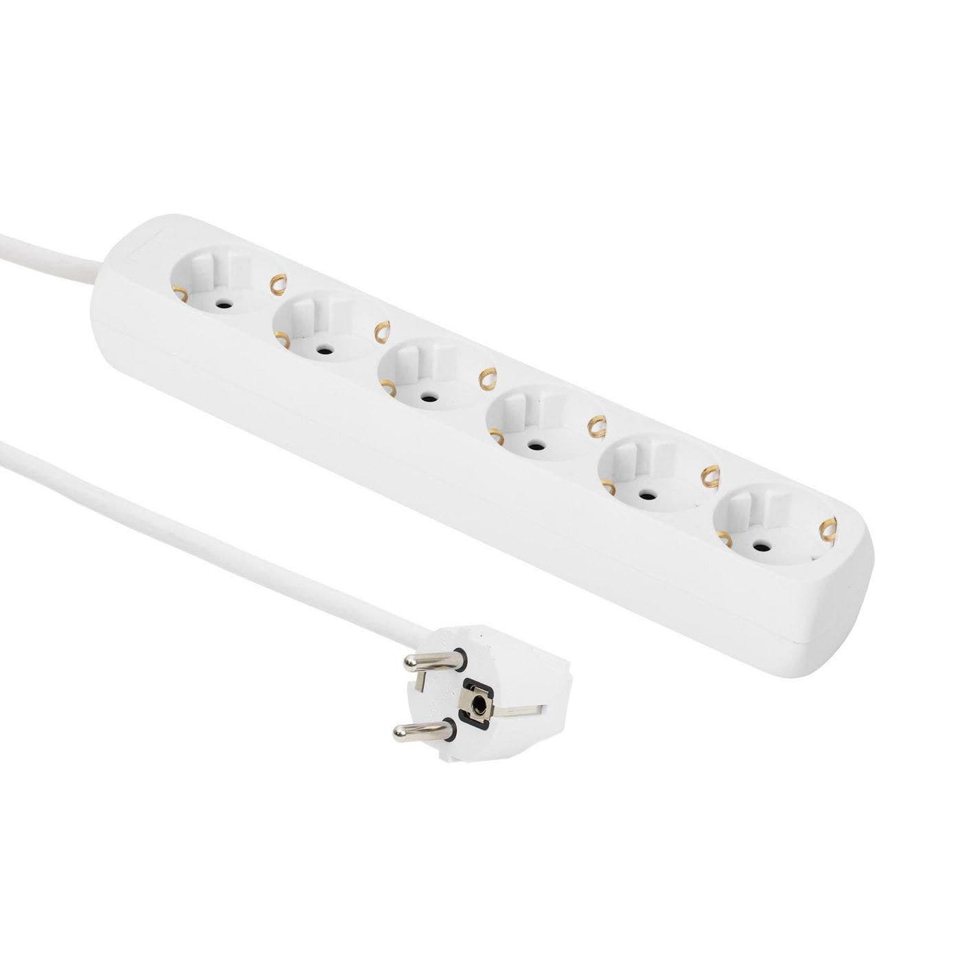 6-way Schuko Socket 3M White