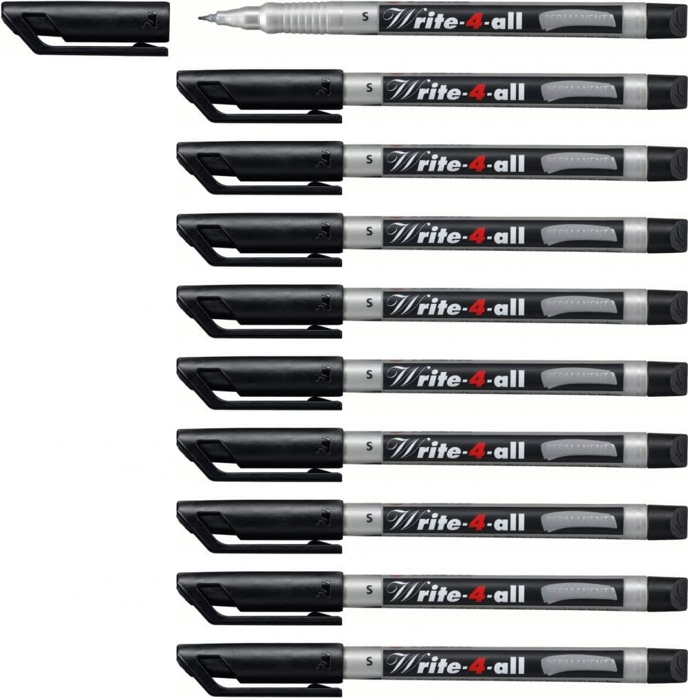 STABILO Write-4-all Permanent Marker Pen Superfine Pack of 10 Black