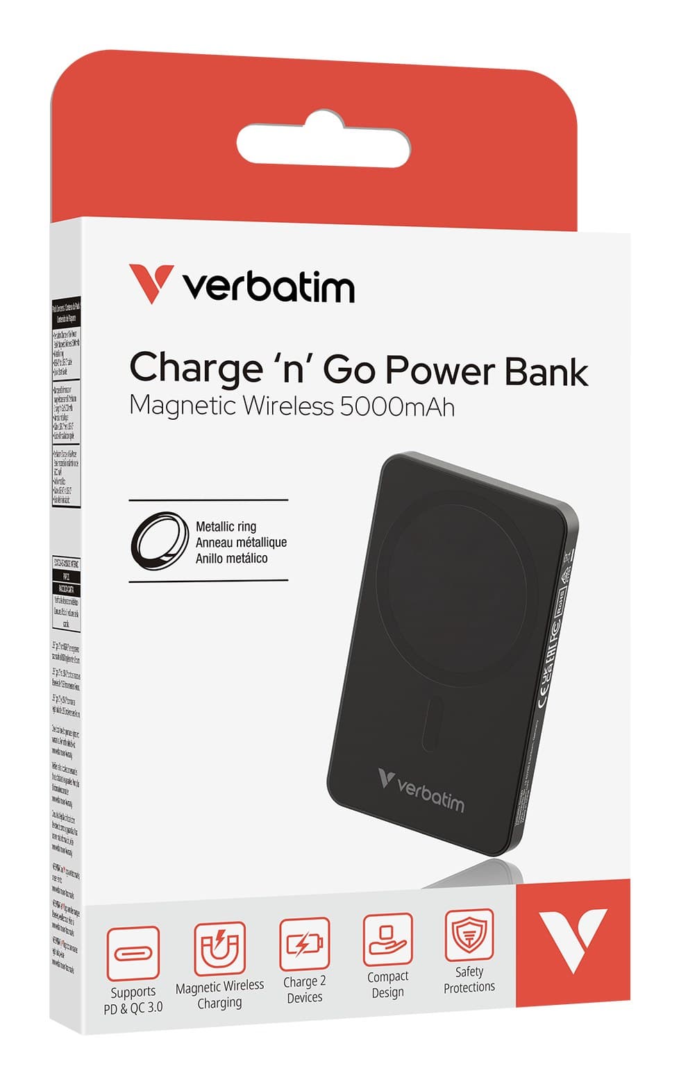 Verbatim Charge 'n' Go Essentials Magnetic Wireless Power Bank 5000 mAh Black - Image 3