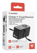 Verbatim Charge 'n' Travel 70W 2C retractable Universal Travel Adapter Black thumbnail 3