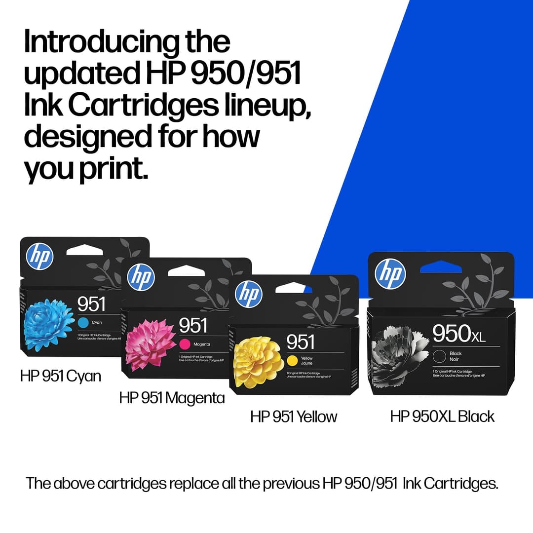 HP 950XL Black & 951 Cyan, Magenta, Yellow Original Ink Cartridges 4-Pack - Black, Cyan, Magenta, Yellow - Image 2