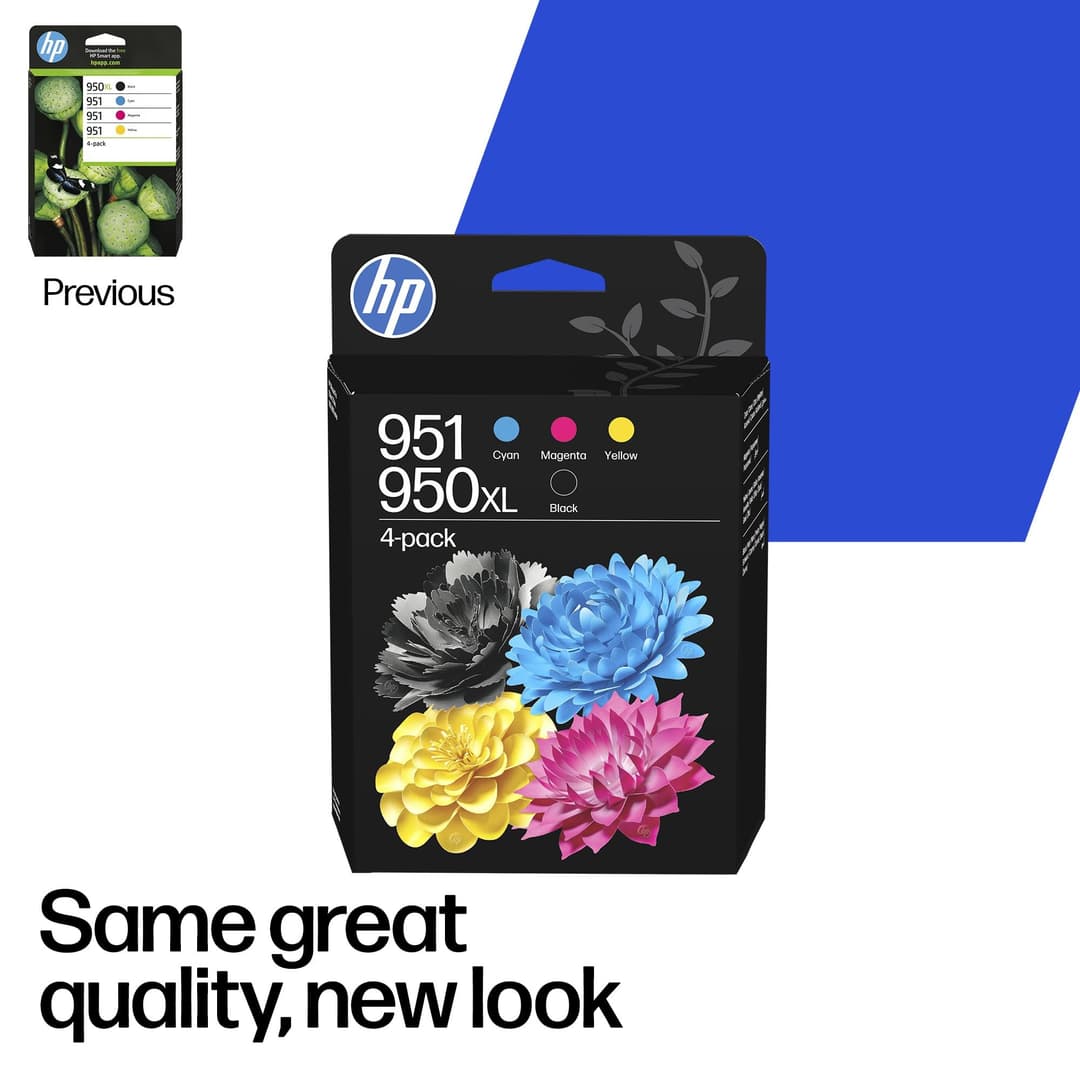 HP 950XL Black & 951 Cyan, Magenta, Yellow Original Ink Cartridges 4-Pack - Black, Cyan, Magenta, Yellow - Image 3