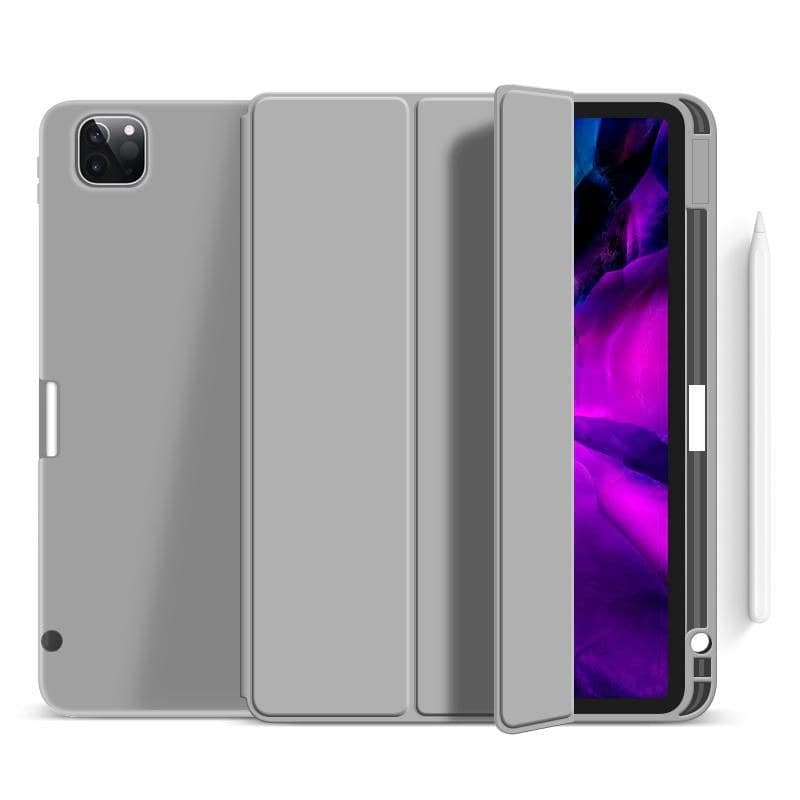 eSTUFF iPad Pro 12.9 2022/2021 MIAMI Pencil Case - Grey PU leather/Clear (ES68201306-BULK)