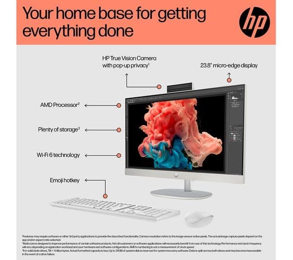 HP Pavilion 24-cr0037na 23.8" All-in-One PC - AMD Ryzen 7, 1 TB SSD, White - Image 5